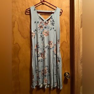 Maurices cross back powder blue flowered dress. Size medium.